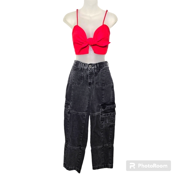 Morning Mist Red Strappy Crop Front Tie Top Sz 10 M - Picture 3 of 10